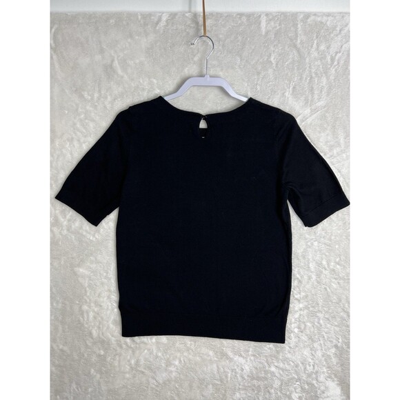 Talbots Elegant Black Carrier Blouse Women’s Size M Cotton Blend Knitted Classy - Picture 3 of 13